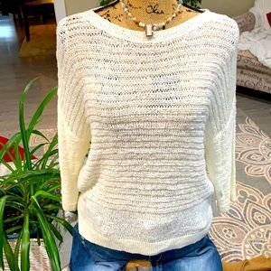 Cream soft knit sweater top. Medium